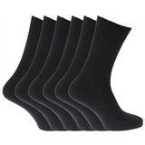 Mens 100% Cotton Ribbed Socks (Pack Of 6) (UK Shoe 6-11) Black / 1EA
