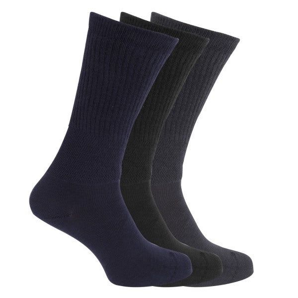 Mens Comfort Wide Feet Diabetic Socks (3 Pairs) (UK 6-11) Navy/ Black / 1EA