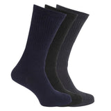 Mens Comfort Wide Feet Diabetic Socks (3 Pairs) (UK 6-11) Navy/ Black / 1EA