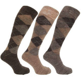 Mens Long Length Wool Blend Socks (Pack Of 3) (UK Shoe 6-11) Shades of Brown / 1EA