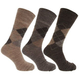 Mens Non Elastic Wool Blend Socks (Pack Of 3) (UK Shoe 6-11) Shades of Brown / 1EA