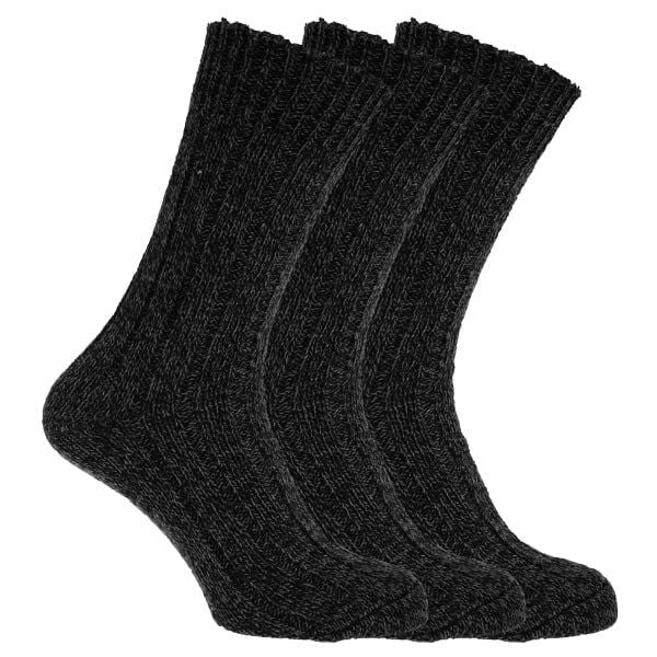 Mens Wool Blend Boot Socks (Pack Of 3) (UK Shoe 6-11) Black / 1EA
