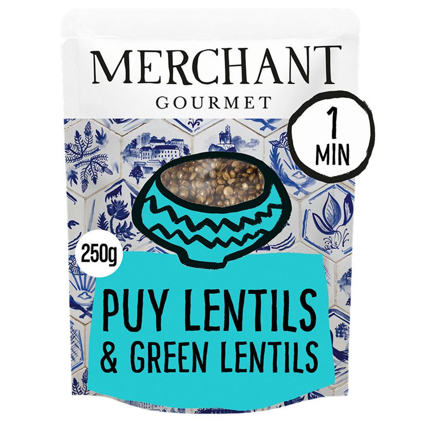 Merchant Gourmet Puy Lentils &amp;amp; French Green Lentils Cooked 250g