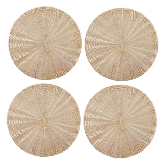 Mikasa 4pc PU Round Placemats Gold 38cm Tagged   4 per pack