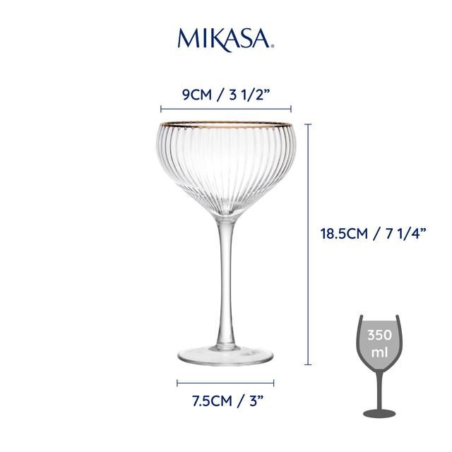 Mikasa Sorrento 4pc Champagne Coupe Glasses 350ml Gift boxed   4 per pack