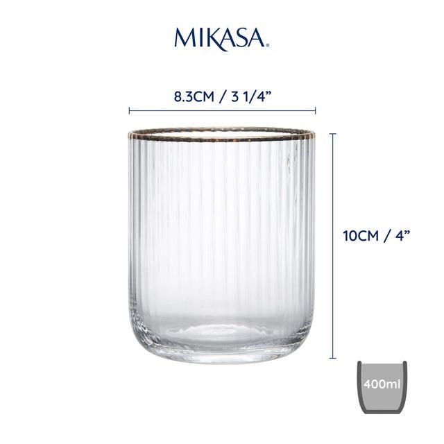 Mikasa Sorrento 4pc Stemless Glasses 400ml Gift boxed   4 per pack