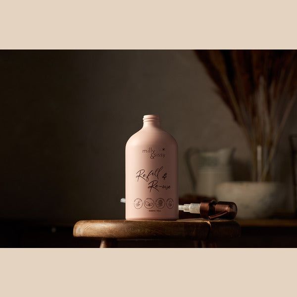 milly&amp;amp;sissy Refillable Aluminium Bottle in Blush 500ml