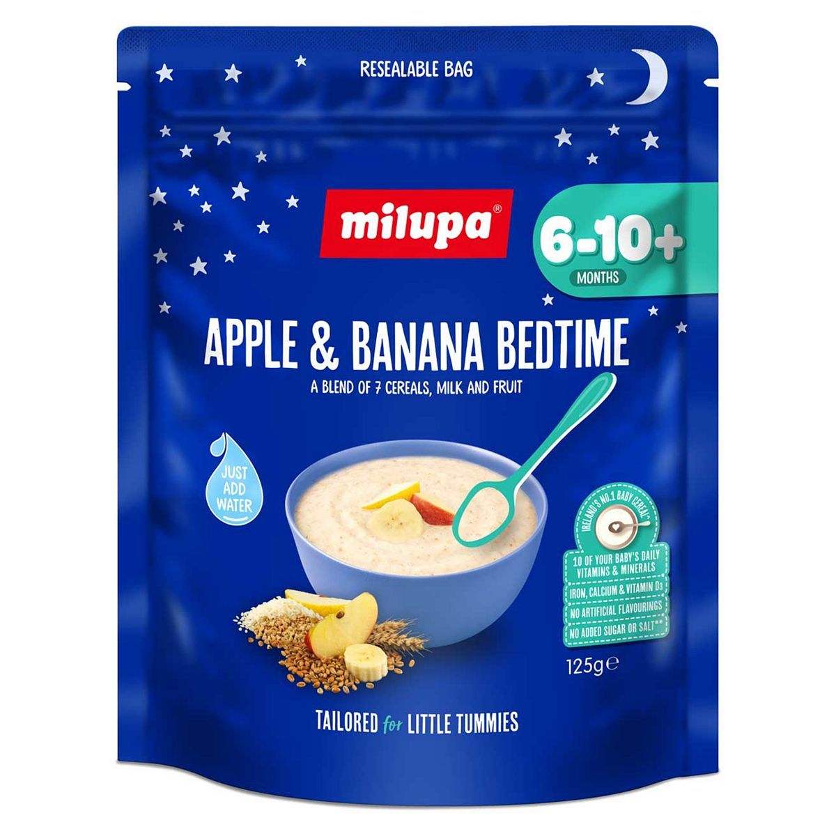 Milupa Apple &amp;amp; Banana Bedtime Baby Cereal 6-10+ Months 125g