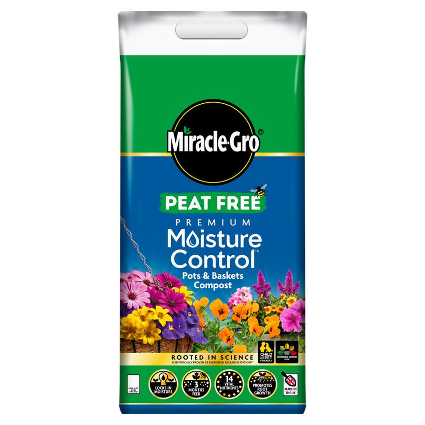 Miracle-Gro Premium Moisture Control Pots &amp;amp; Baskets Compost 10L