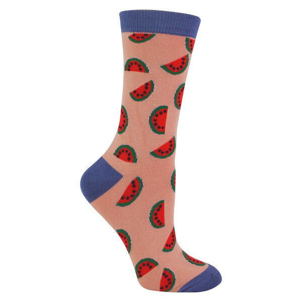 Miss Sparrow Womens Novelty Funny Fruit Socks 4-7 UK Watermelon (Pink) / 1EA