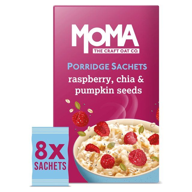 MOMA Raspberry Chia &amp;amp; Pumpkin Seed Jumbo Oat Porridge Sachets Vegan   8 per pack