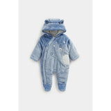 Mothercare My First Blue Fluffy Pramsuit
