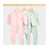 Mothercare Strawberry Baby Sleepsuits - 3 Pack