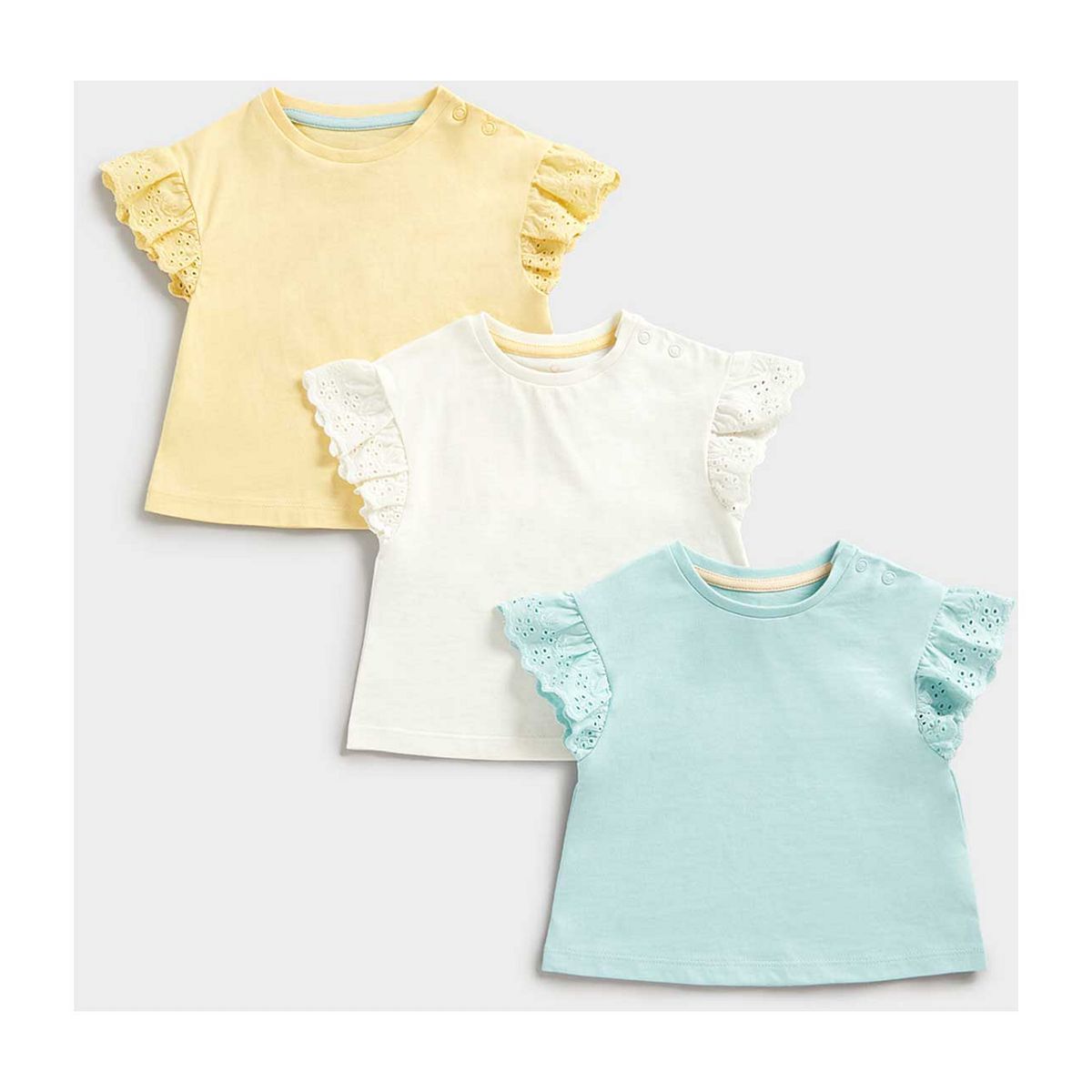 Mothercare T-Shirts with Broderie Sleeves - 3 Pack