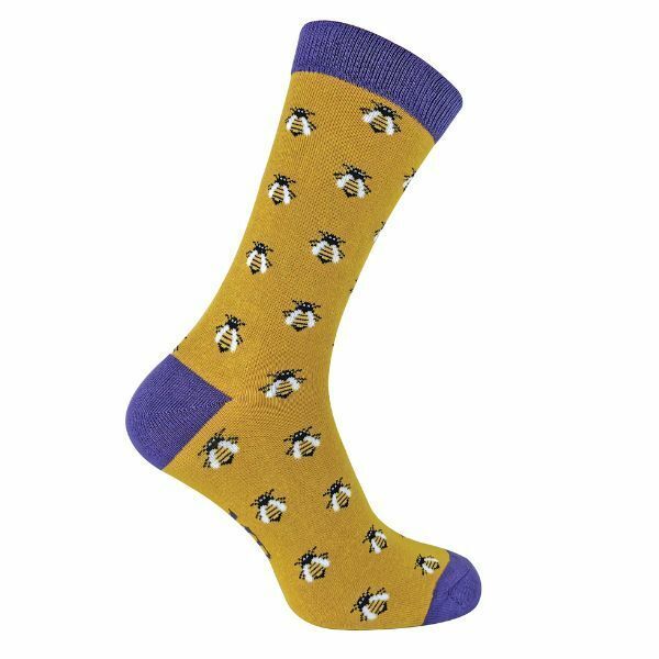 Mr Heron Mens Animal Design Bamboo Socks 6-11 UK Honey Bee (Yellow) / 1EA