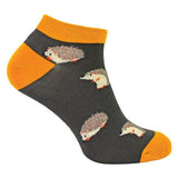 Mr Heron Mens Bamboo Animal Trainer Socks 6-11 UK Hedgehogs (Grey) / 1EA