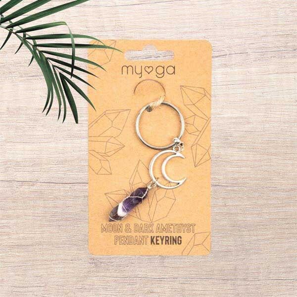 Myga Keyring - Crescent Moon &amp;amp; Amethyst