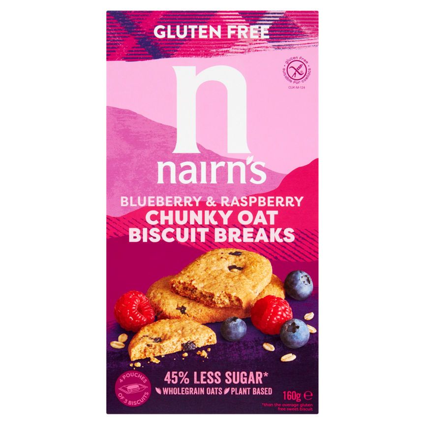 Nairn's Gluten Free Biscuit Breaks Chunky Oats, Blueberry &amp;amp; Raspberry