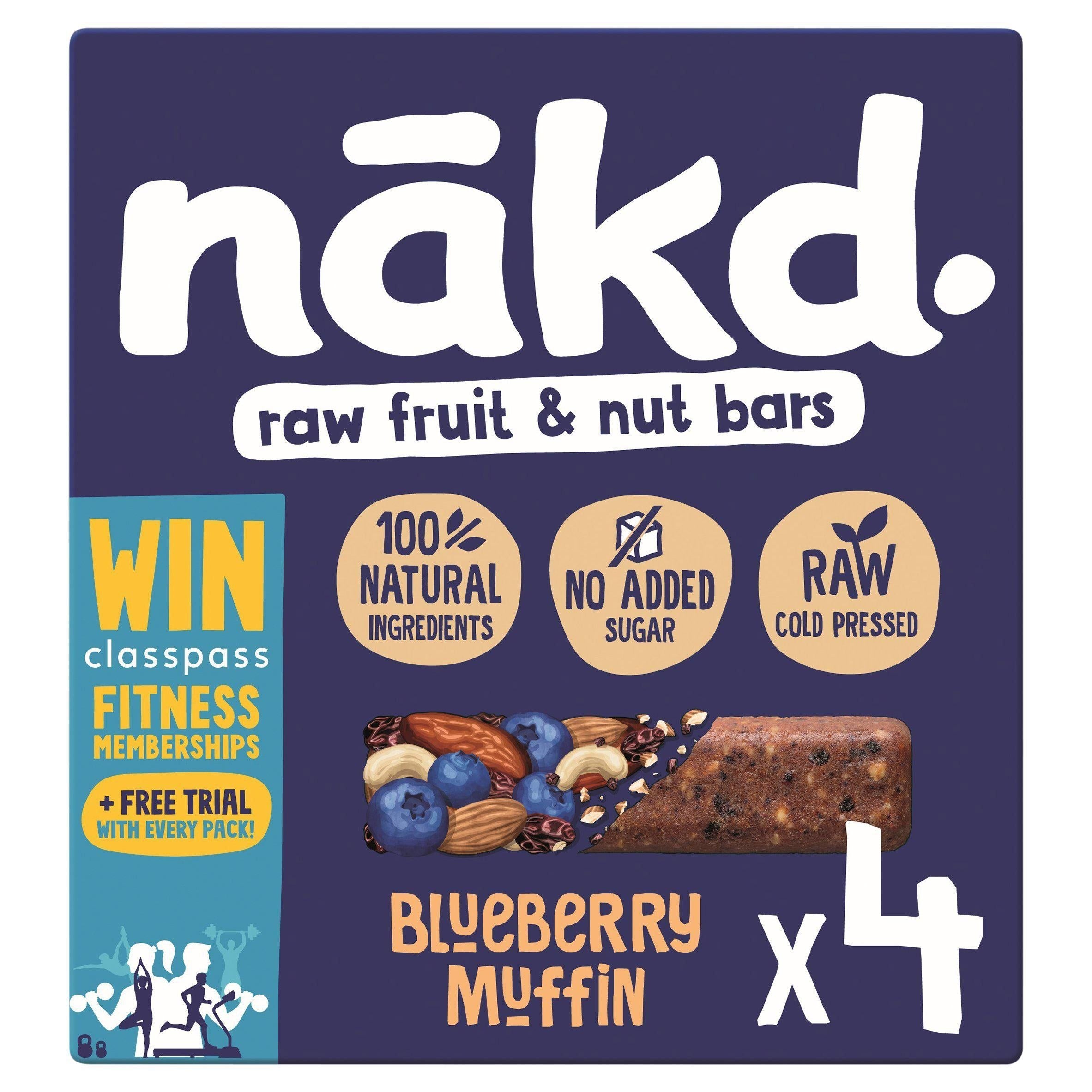 Nakd Blueberry Muffin Fruit &amp;amp; Nut Bars 4x35g