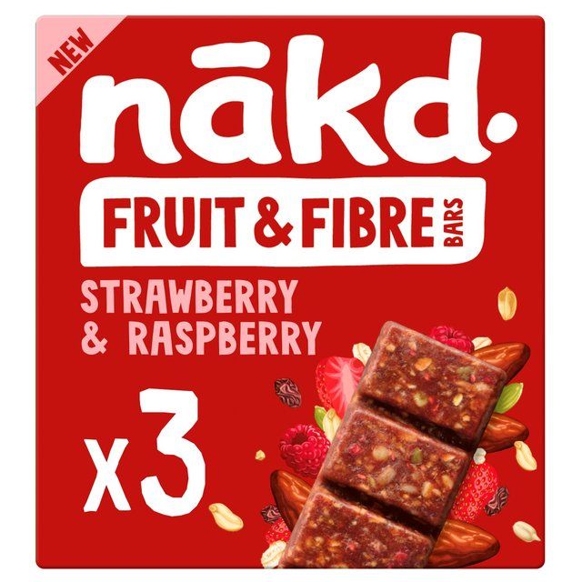 nakd. Fruit &amp;amp; Fibre Strawberry &amp;amp; Raspberry Multipack   3 x 44g