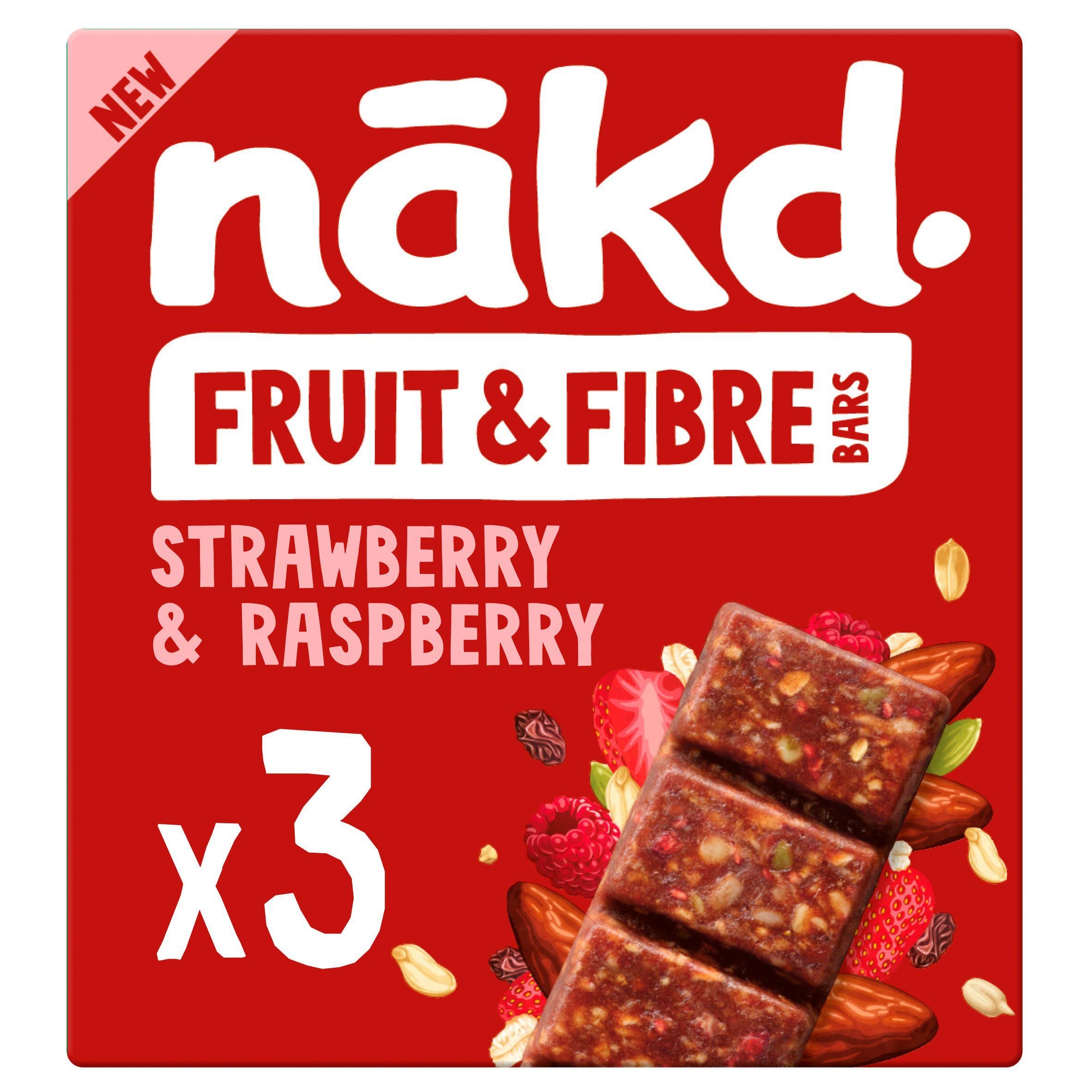 Nakd Strawberry Raspberry Fruit &amp;amp; Fibre Bars 3x44g