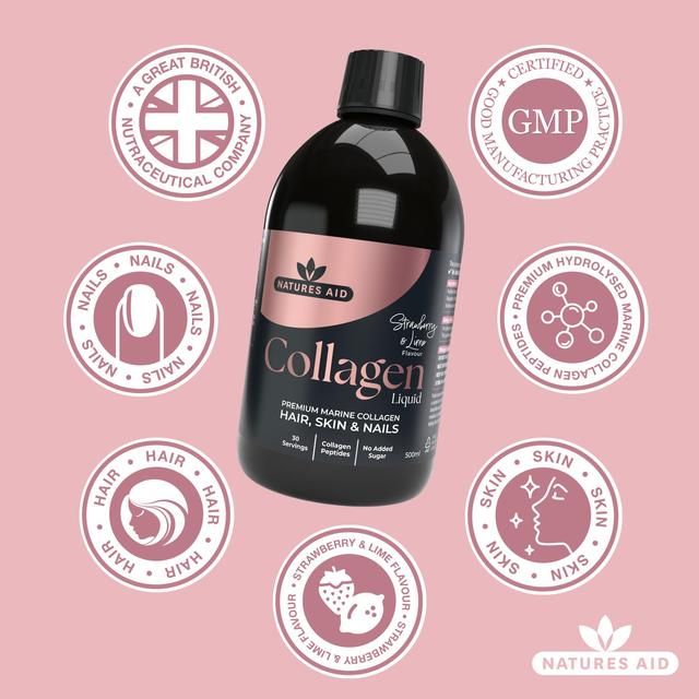 Natures Aid Collagen Liquid Strawberry &amp;amp; Lime   500ml