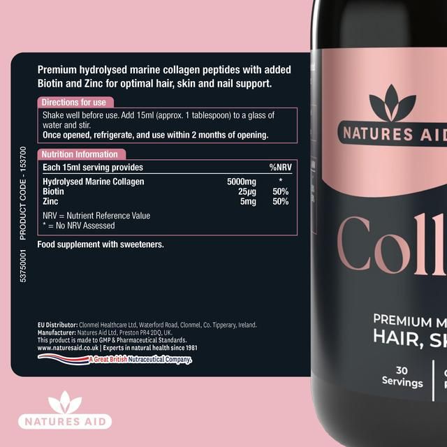 Natures Aid Collagen Liquid Strawberry &amp;amp; Lime   500ml