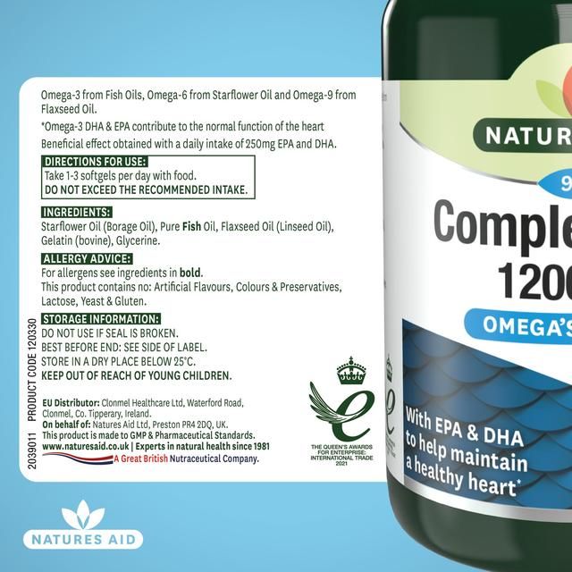 Natures Aid Complete EFA Omega's 36 &amp;amp; 9 Soft Gel Capsules    90 per pack