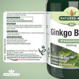 Natures Aid  Ginkgo Biloba Supplement Tablets 6000mg   90 per pack
