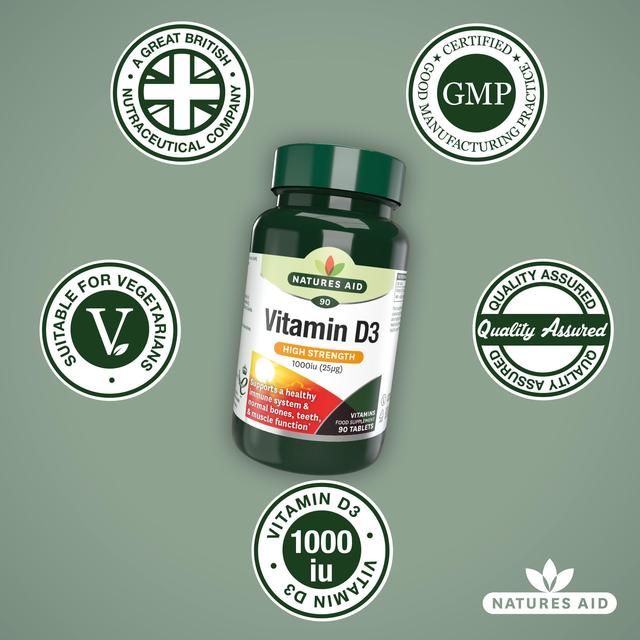 Natures Aid High Strength Vitamin D3 Tablets 1000iu    90 per pack