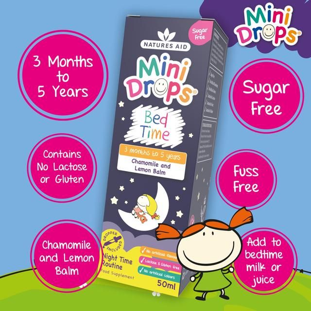Natures Aid Mini Drops Bed Time (Chamomile &amp;amp; Lemon Balm)   50ml