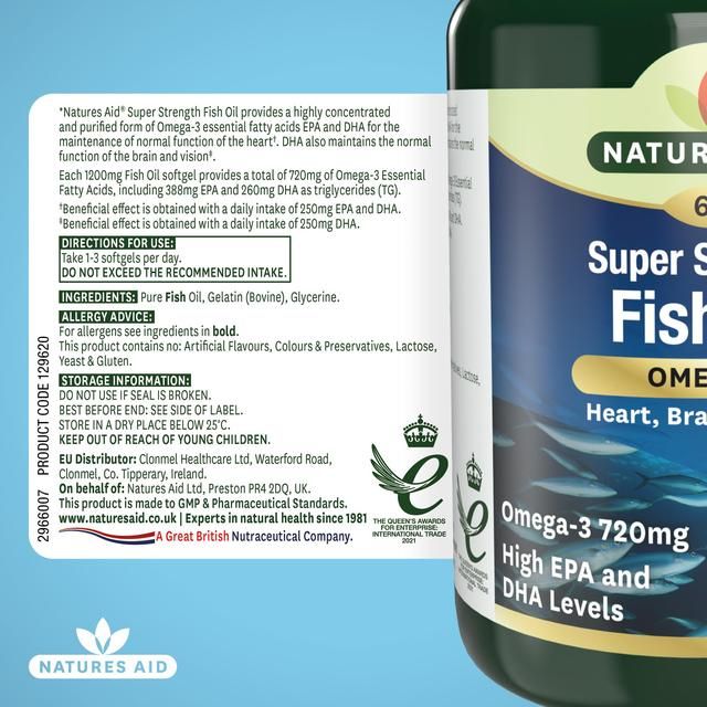 Natures Aid Super Strength Omega-3 Fish Oil Softgels   60 per pack