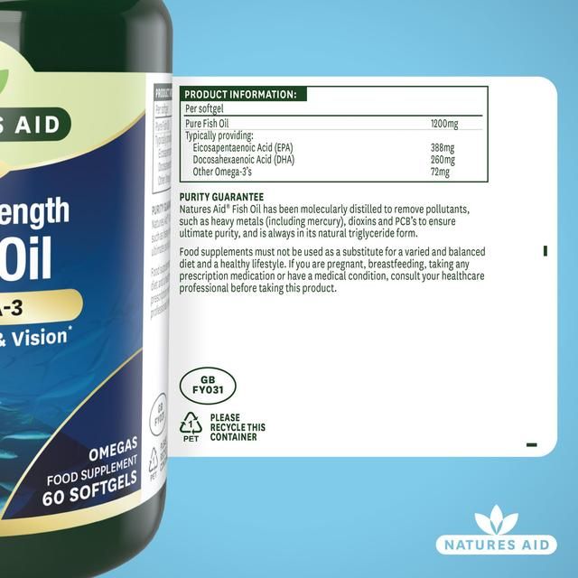 Natures Aid Super Strength Omega-3 Fish Oil Softgels   60 per pack
