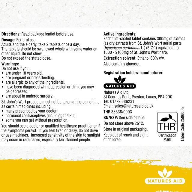 Natures Aid Ucalm 300mg T St John's Wort Extract Tablets    60 per pack