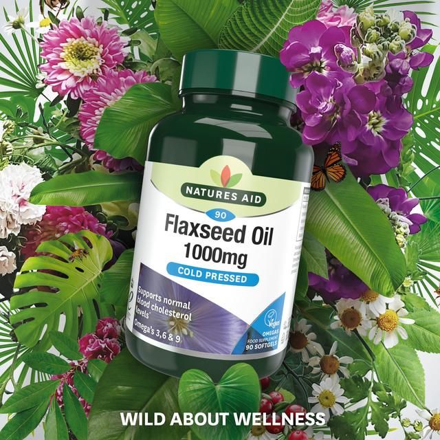 Natures Aid Vegetarian Flaxseed Oil 1000mg Capsules   90 per pack