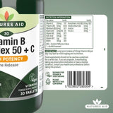 Natures Aid Vitamin B Complex 50 + C Supplement Tablets    30 per pack