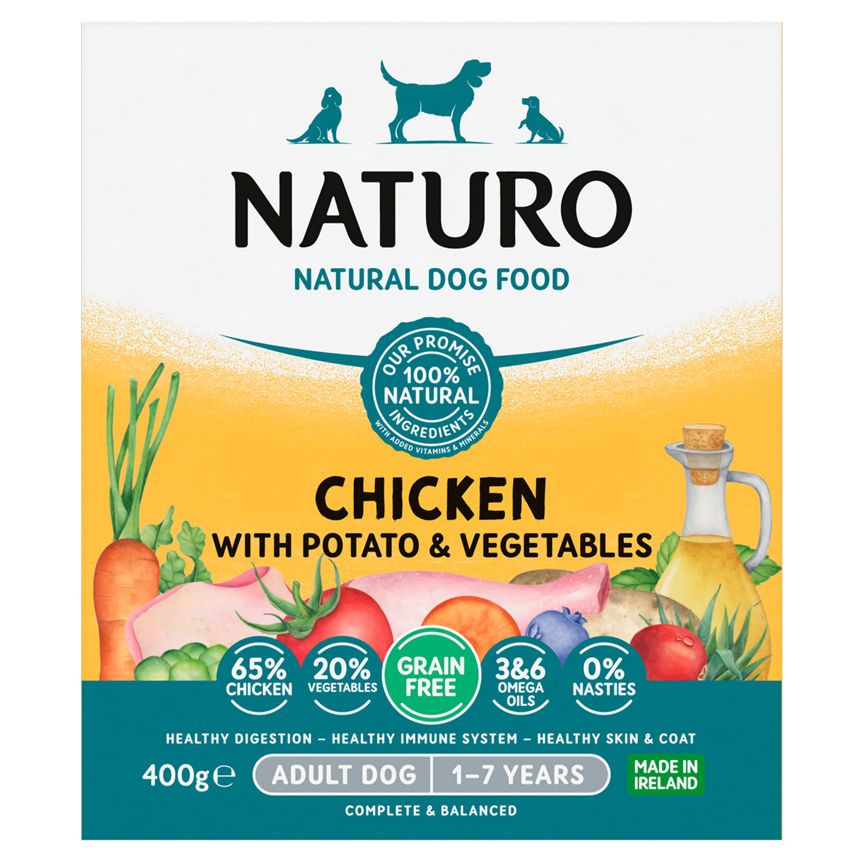Naturo Grain Free Chicken &amp;amp; Potato with Vegetables Adult Dog Food Tray
