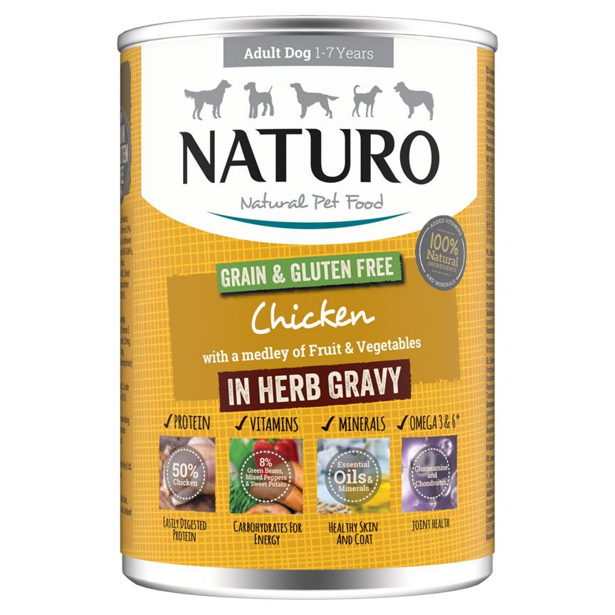 Naturo Natural Pet Food Chicken with Fruit &amp;amp; Vegetables in a Herb Gravy Adult Dog 1-7 Years