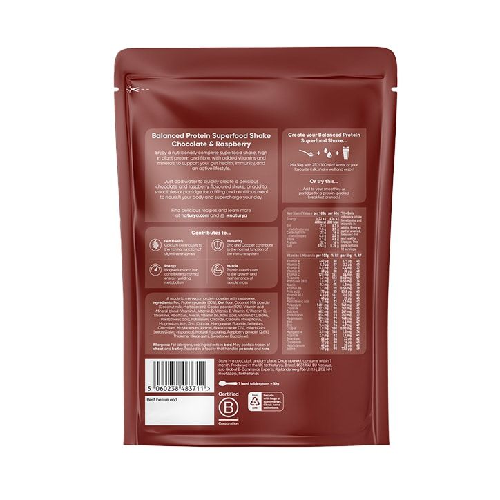 Naturya Balanced Protein Superfood Shake Chocolate &amp;amp; Raspberry 550g