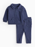 Navy Quarter-Zip Sweatshirt &amp;amp; Leggings Set 9-12 months
