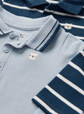 Navy Stripe &amp;amp; Blue Polo Bodysuits 2 Pack Up to 3 mths