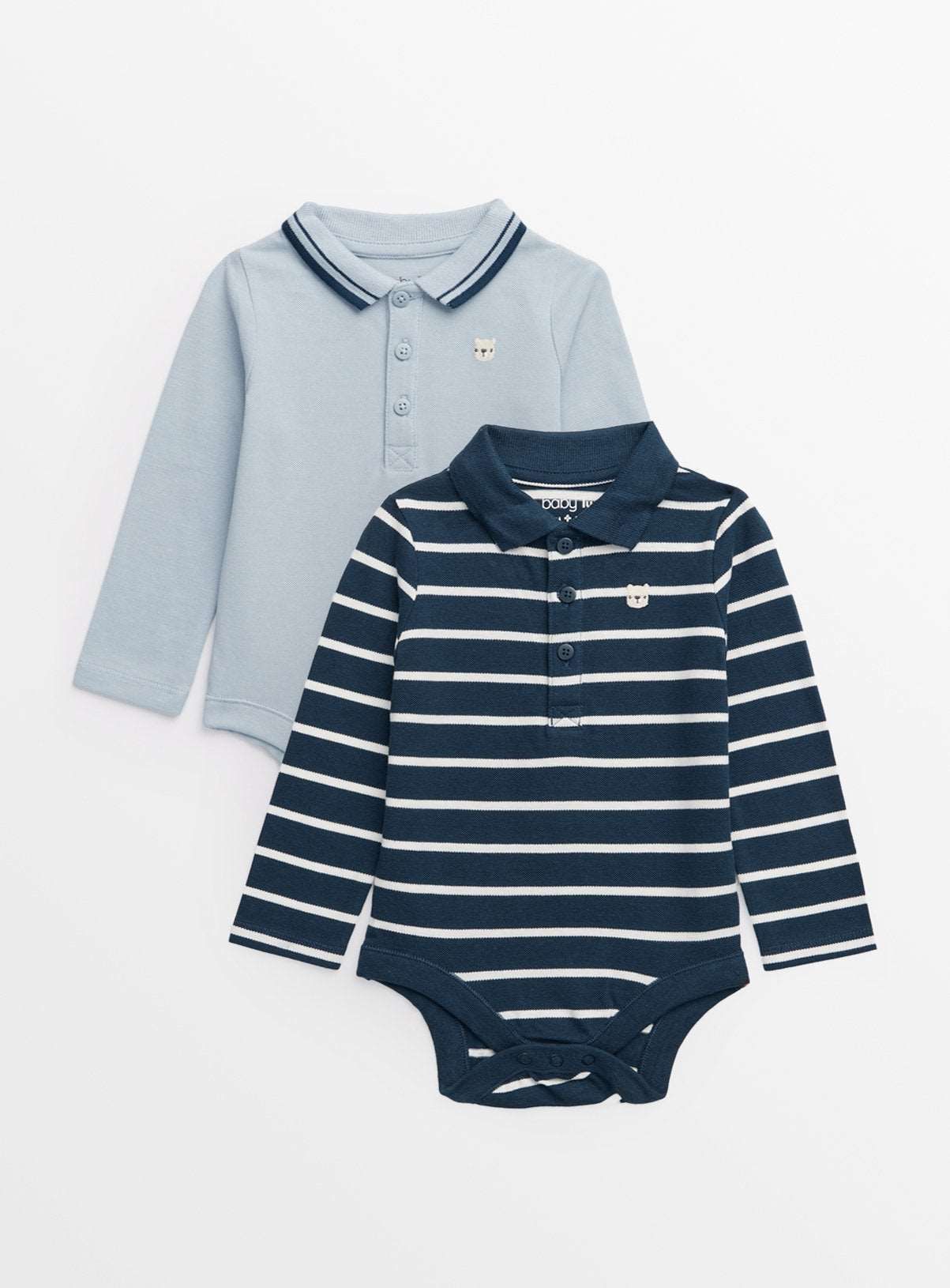 Navy Stripe &amp;amp; Blue Polo Bodysuits 2 Pack Up to 3 mths
