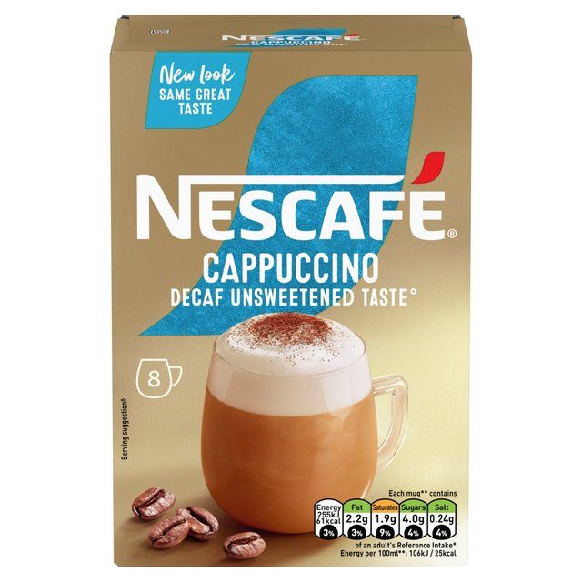 Nescafe Gold Decaff Cappuccino Unsweetened Instant Coffee 8 Sachets    8 per pack