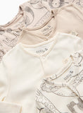 Neutral Safari Print Long Sleeve Sleepsuits 5 Pack 6-9 months
