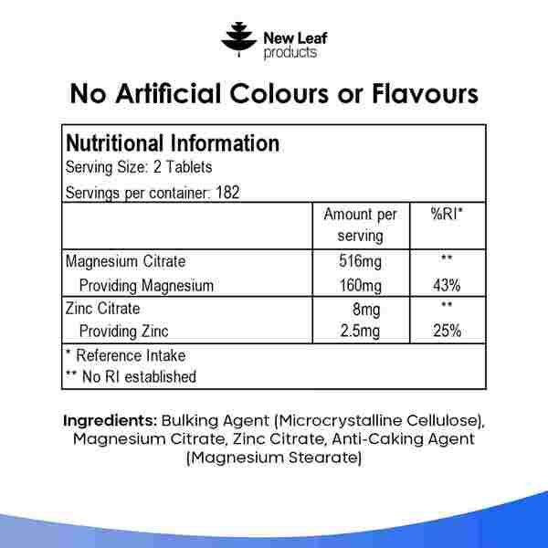 New Leaf Magnesium Supplements + Zinc 365 Tablets &amp;ndash; Bones