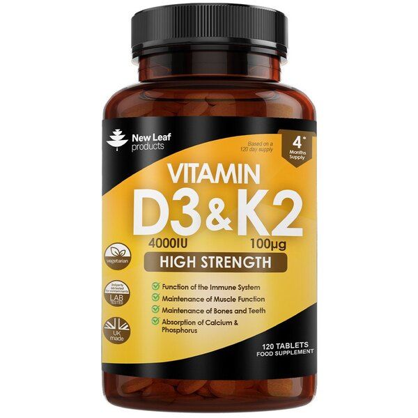 New Leaf Vitamin D3 &amp;amp; K2 Tablets D3 4000iu + K2 100mcg