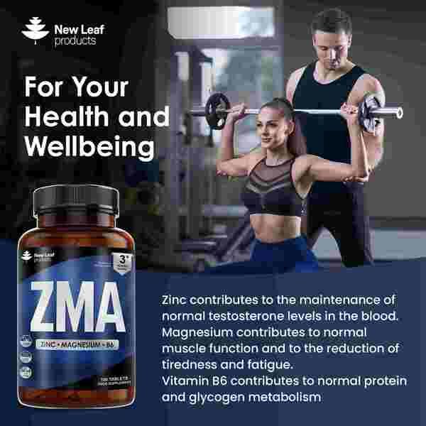 New Leaf ZMA Supplement - Zinc Magnesium &amp;amp; Vit B6 180 Tablet