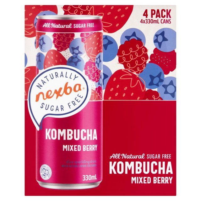 Nexba Mixed Berry Kombucha Can   4 x 330ml