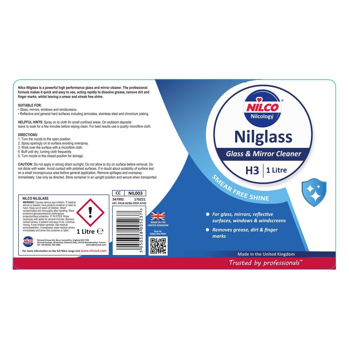Nilco Nilglass Glass &amp;amp; Mirror Cleaner, 2 x 1L
