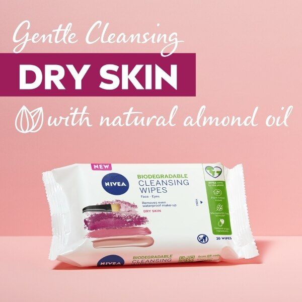 Nivea Biodegradable Face Cleansing Wipes Dry Skin 20'S